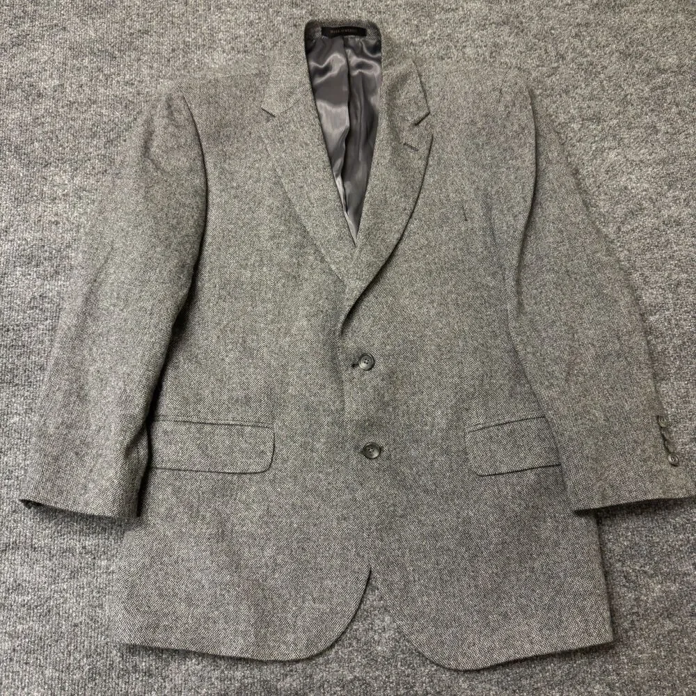 Jos A Bank Reserve Blazer 42S Gray Herringbone Italian Wool Cashmere Sport Coat